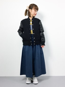 「archives（アルシーヴ）のアイテム（スタジャン）」を使った、saya☺︎さん（レディース・149cm）の冬コーディネート