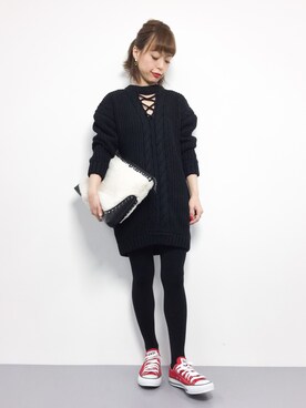 「interstaple（インターステイプル）のアイテム」を使った、saya☺︎さん（レディース・149cm）の冬コーディネート
