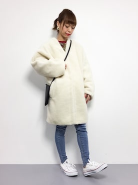 「SLY（スライ）のアイテム（その他アウター）」を使った、saya☺︎さん（レディース・149cm）の冬コーディネート