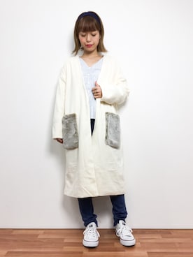 「KOBE LETTUCE（コウベレタス）のアイテム（その他アウター）」を使った、saya☺︎さん（レディース・149cm）の冬コーディネート