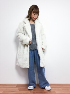 「RAY CASSIN（レイカズン）のアイテム（その他アウター）」を使った、saya☺︎さん（レディース・149cm）の冬コーディネート