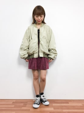 「MOUSSY（マウジー）のアイテム（ブルゾン）」を使った、saya☺︎さん（レディース・149cm）の冬コーディネート