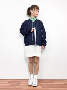 「jouetie（ジュエティ）のアイテム（MA-1）」を使った、saya☺︎さん（レディース・149cm）の冬コーディネート