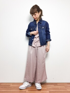 「UNRELISH（アンレリッシュ）のアイテム（デニムジャケット）」を使った、saya☺︎さん（レディース・149cm）の冬コーディネート