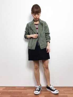 「studio CLIP（スタディオクリップ）のアイテム（ライダースジャケット）」を使った、saya☺︎さん（レディース・149cm）の冬コーディネート