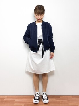 「URBAN RESEARCH Sonny Label（アーバンリサーチサニーレーベル）のアイテム（MA-1）」を使った、saya☺︎さん（レディース・149cm）の冬コーディネート