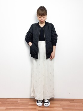 「RAY CASSIN（レイカズン）のアイテム（ブルゾン）」を使った、saya☺︎さん（レディース・149cm）の春コーディネート