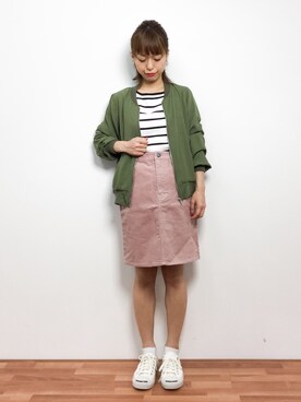 「SpRay（スプレイ）のアイテム（ブルゾン）」を使った、saya☺︎さん（レディース・149cm）の春コーディネート