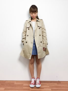 「SLOBE IENA（スローブイエナ）のアイテム（トレンチコート）」を使った、saya☺︎さん（レディース・149cm）の春コーディネート