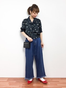 「WC（ダブル シー）のアイテム（デニムパンツ）」を使った、saya☺︎さん（レディース・149cm）の春コーディネート