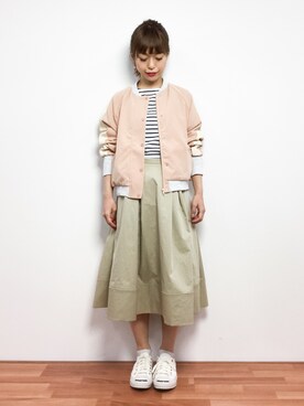 「RAY CASSIN（レイカズン）のアイテム（ブルゾン）」を使った、saya☺︎さん（レディース・149cm）の春コーディネート