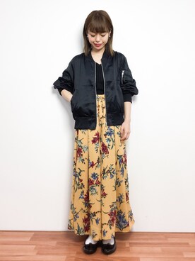 「Honeys（ハニーズ）のアイテム（ブルゾン）」を使った、saya☺︎さん（レディース・149cm）の春コーディネート