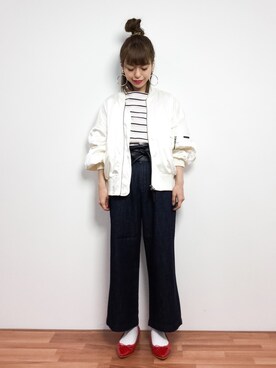 「Another Edition（アナザーエディション）のアイテム（MA-1）」を使った、saya☺︎さん（レディース・149cm）の春コーディネート