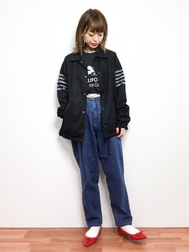 「DOUBLE NAME（ダブルネーム）のアイテム（ブルゾン）」を使った、saya☺︎さん（レディース・149cm）の春コーディネート
