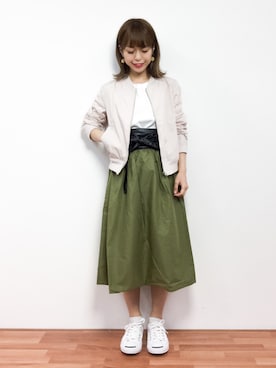 「サッシュベルト」｜「アイテム（その他アウター）」を使った、saya☺︎さん（レディース・149cm）の春コーディネート