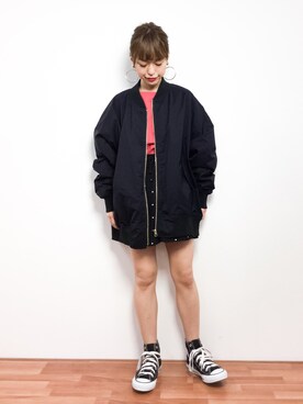 「I am I in fact...（アイアムアイインファクト）のアイテム（ブルゾン）」を使った、saya☺︎さん（レディース・149cm）の春コーディネート