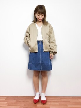 「coca（coca）（コカ）のアイテム（ジャケット/アウター）」を使った、saya☺︎さん（レディース・149cm）の春コーディネート