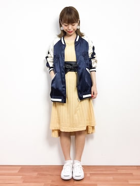「unrelaxing（アンリラクシング）のアイテム（ジャケット/アウター）」を使った、saya☺︎さん（レディース・149cm）の春コーディネート