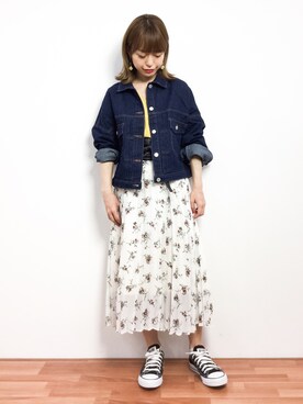 「rps（アールピーエス）のアイテム（デニムジャケット）」を使った、saya☺︎さん（レディース・149cm）の春コーディネート