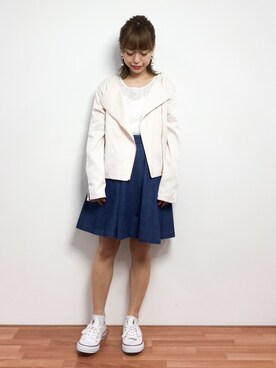 「RAY CASSIN（レイカズン）のアイテム（ブルゾン）」を使った、saya☺︎さん（レディース・149cm）の春コーディネート