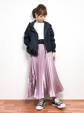 「サッシュベルト」｜「アイテム（ブルゾン）」を使った、saya☺︎さん（レディース・149cm）の春コーディネート