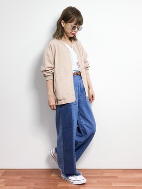 「RAY CASSIN（レイカズン）のアイテム（ブルゾン）」を使った、saya☺︎さん（レディース・149cm）の春コーディネート