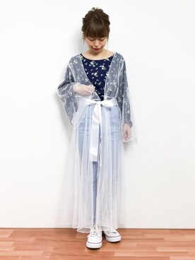 「WC（ダブル シー）のアイテム（カーディガン/ボレロ）」を使った、saya☺︎さん（レディース・149cm）の春コーディネート
