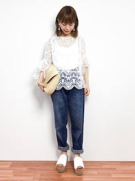 「Ameri（アメリ）のアイテム（トップス）」を使った、saya☺︎さん（レディース・149cm）の春コーディネート