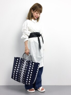 「Chico（チコ）のアイテム（シャツワンピース）」を使った、saya☺︎さん（レディース・149cm）の夏コーディネート
