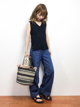 「LAPUIS（ラピュイ）のアイテム（バッグ）」を使った、saya☺︎さん（レディース・149cm）の夏コーディネート