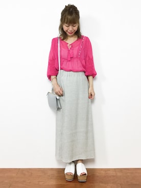 「MACKINTOSH PHILOSOPHY（ﾏｯｷﾝﾄｯｼｭ ﾌｨﾛｿﾌｨｰ）のアイテム」を使った、saya☺︎さん（レディース・149cm）の夏コーディネート