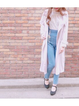 トレンチコートを使った ベビーピンク の人気ファッションコーディネート Wear