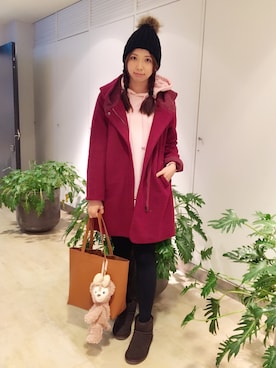 「hat」｜「アイテム（ダッフルコート）」を使った、Mimiさん（レディース・166cm）の春コーディネート