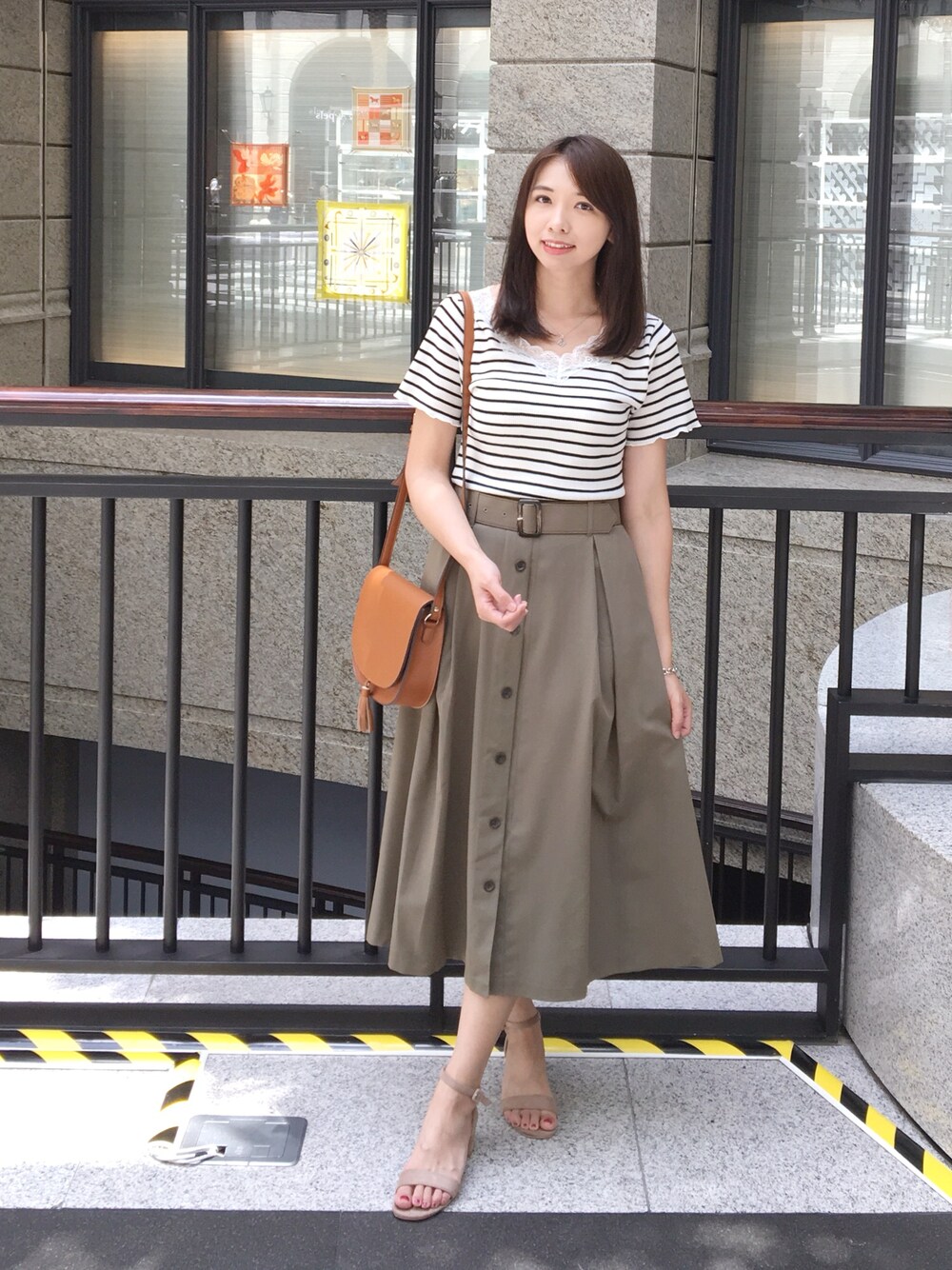 「summer、オトナ女子」｜「Heatherのワッフルレースキリカエプルオーバー　795919（Tシャツ/カットソー、グレー系）」を使った、Mimiさん（レディース・166cm）の夏コーディネートの1枚目の写真