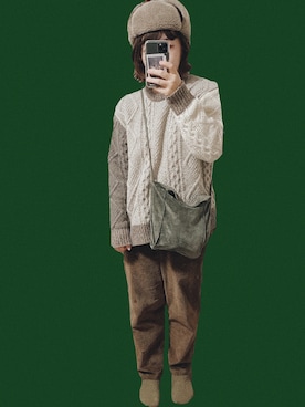 「アイテム（レッグウェア、グリーン系）」を使った、なつきさん（レディース・154cm）の秋コーディネート