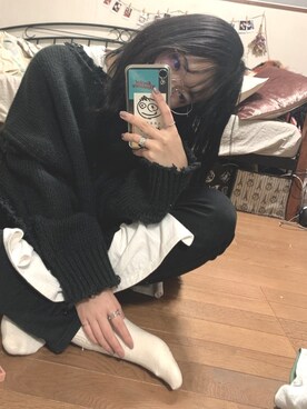 「UNIQLO（ユニクロ）のWOMEN ウルトラストレッチジーンズ（デニムパンツ）」を使った、zzkaさん（レディース・155cm）の冬コーディネート