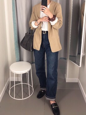 「TODAYFUL（トゥデイフル）のアイテム（ノーカラージャケット）」を使った、aikaさん（レディース・158cm）の春コーディネート