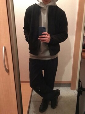 「niko and...（ニコアンド）のアイテム（MA-1）」を使った、ゆんさん（メンズ・174cm）の冬コーディネート