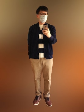 「ボーダーニット」｜「アイテム（チノパンツ）」を使った、inazuma109さん（メンズ・168cm）の春コーディネート