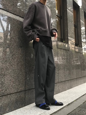 「JOHN LAWRENCE SULLIVAN（ジョンローレンスサリバン）のアイテム（スウェット）」を使った、nisc_yuheiさん（メンズ・177cm）の秋コーディネート
