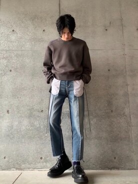「JOHN LAWRENCE SULLIVAN（ジョンローレンスサリバン）のアイテム（スウェット）」を使った、nisc_yuheiさん（メンズ・177cm）の冬コーディネート