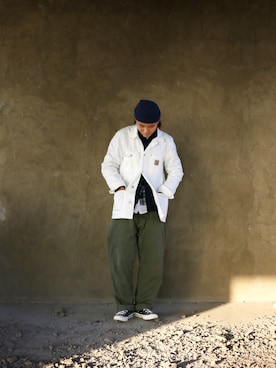 「Carhartt WIP（カーハートダブリューアイピー）のアイテム（ピーコート）」を使った、marshallchuさん（レディース・165cm）の冬コーディネート