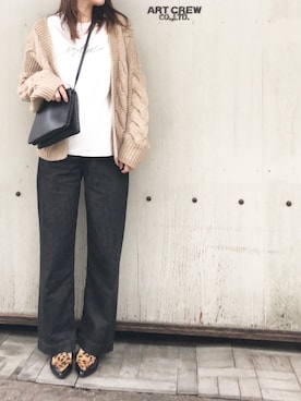 「ISOOK（アイスー）のアイテム（Tシャツ/カットソー）」を使った、Eさん（レディース・169cm）の秋コーディネート