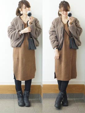 「ヌプシ」｜「アイテム（ワンピース/ドレス）」を使った、Eさん（レディース・169cm）の冬コーディネート