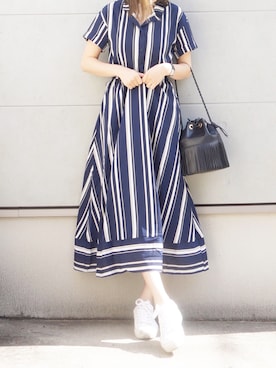 「平成最後のWEARISTAセンバツ」｜「アイテム（シャツワンピース）」を使った、Eさん（レディース・169cm）の春コーディネート