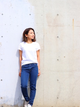 「ホワイトスニーカー」｜「アイテム（腕時計）」を使った、C.さん（レディース・157cm）の夏コーディネート