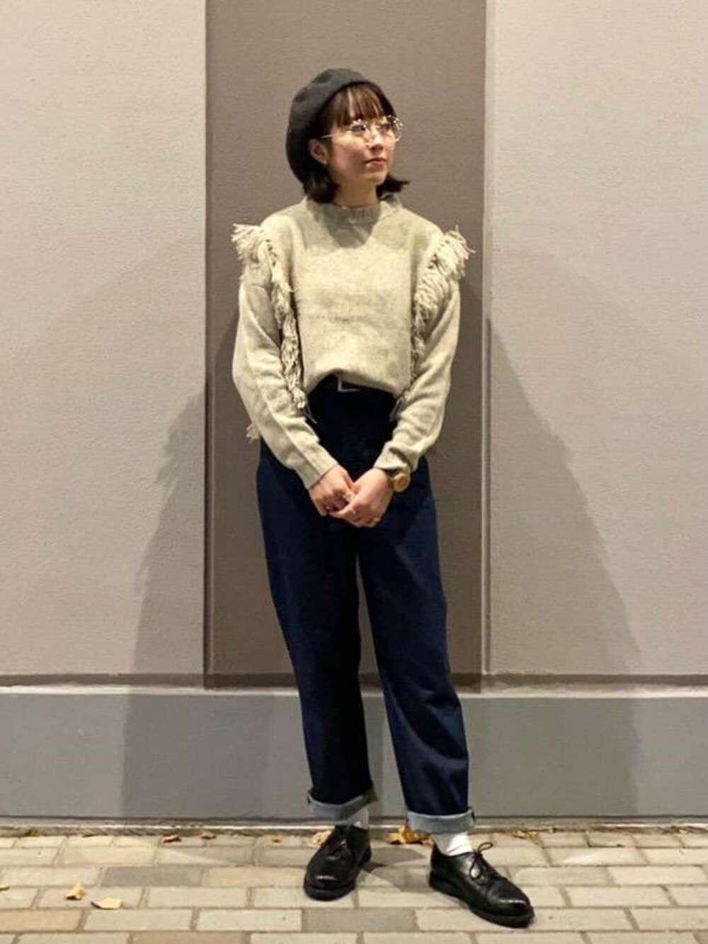 「楽チンコーデ、#coen、#コーエン、続々！秋服、＃淡色コーデ」｜「coenのウールベレー帽（ハンチング/ベレー帽、グレー系）」を使った、いしかわさん（レディース・158cm）の秋コーディネートの1枚目の写真