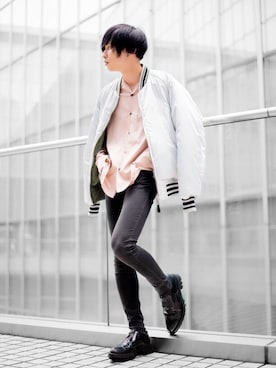「MIHARAYASUHIRO（ミハラヤスヒロ）のアイテム（MA-1）」を使った、とむさん（メンズ・173cm）の秋コーディネート