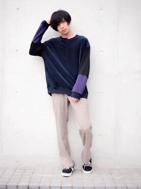 「STUDIOUS（ステュディオス）のアイテム（スウェット）」を使った、とむさん（メンズ・173cm）の秋コーディネート