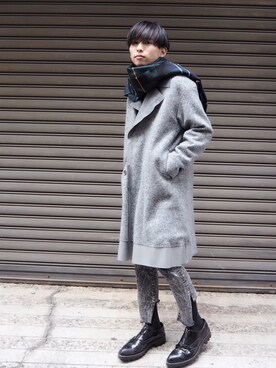 「JOHN LAWRENCE SULLIVAN」｜「アイテム（チェスターコート）」を使った、とむさん（メンズ・173cm）の秋コーディネート